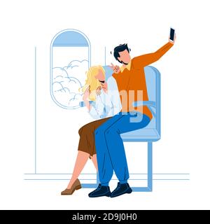 Couple faire vol Selfie sur téléphone caméra vecteur Illustration de Vecteur