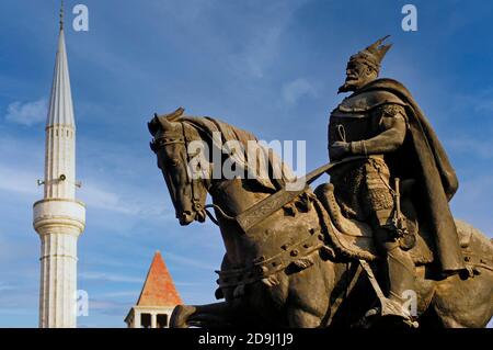 La place Skanderbeg, Tirana, Albanie Banque D'Images