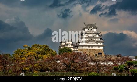 Le château Himeji appelé le château d'Egret blanc ou le château d'Héron blanc, Himeji, Japon. Patrimoine mondial de l'UNESCO. Banque D'Images