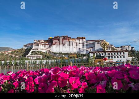 Le Palais Potala est un magnifique bâtiment avec la plus haute altitude au monde. C'est aussi le plus grand et le plus complet complexe de palais ancien sur Banque D'Images