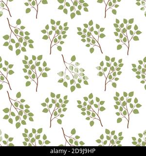 Motif sans couture à branches vertes. Motif fleuri tendance. Papier peint répétable. Texture vectorielle en boucle. Imprimé botanique. Nature, écologie. Répétez les feuilles. Illustration de Vecteur