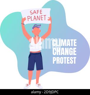 Les médias sociaux protestent contre le changement climatique après une maquette Illustration de Vecteur