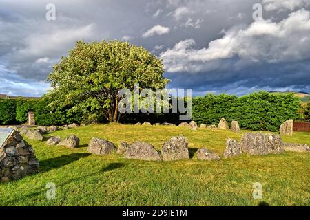 Aviemore Stone Circle, Aviemore, parc national de Cairngorms, Écosse, Royaume-Uni Banque D'Images