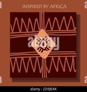 INSPIRÉ PAR L'AFRIQUE. Fond africain, flyer avec modèle traditionnel tribal. Illustration de Vecteur