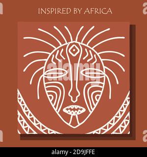 MASQUE AFRIQUE. Fond africain, AFFICHE avec modèle traditionnel tribal. Illustration vectorielle DRAWED À LA MAIN Illustration de Vecteur