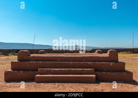 Cuartos materiales Kalasasya, site archéologique Tiwanaku ou Tiahuanaco, patrimoine mondial de l'UNESCO, Altiplano, la Paz, Bolivie, Amérique latine Banque D'Images