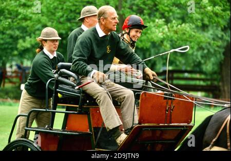 Prince Philip, duc d'Édimbourg. Calèche, Royal Windsor Horse Show, Windsor, Berkshire. ROYAUME-UNI Banque D'Images