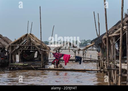 Koh Dach - Plage locale de l'île de la soie, île sur le Mékong à Phnom Penh Cambodge Asie Banque D'Images