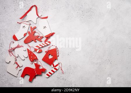 Arbre de Noël en bois vintage parures, concept de vacances Banque D'Images