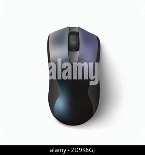 souris moderne noire au-dessus de la vue sur blanc Illustration de Vecteur