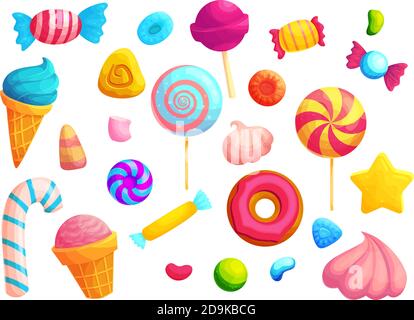 Ensemble d'illustrations de bonbons et de sucettes colorés Illustration de Vecteur