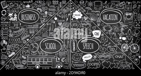 MÉGA-ensemble de gribouillages différents isolés sur fond blanc Illustration de Vecteur