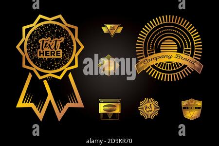 illustration vectorielle de collection de marques d'insignes ou de logotypes millésimés d'or Illustration de Vecteur