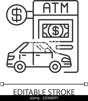 Passez par l'icône linéaire ATM Illustration de Vecteur