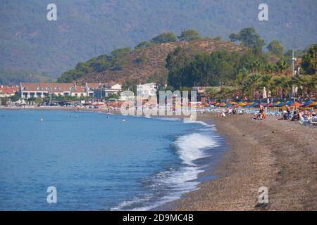 Plage de Calis, Fethiye, Turquie Banque D'Images