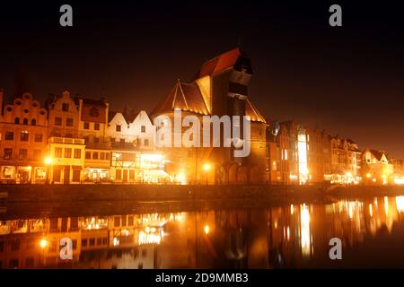 La grue du Port du Musée maritime national de la vieille ville de Gdańsk, Pologne Banque D'Images