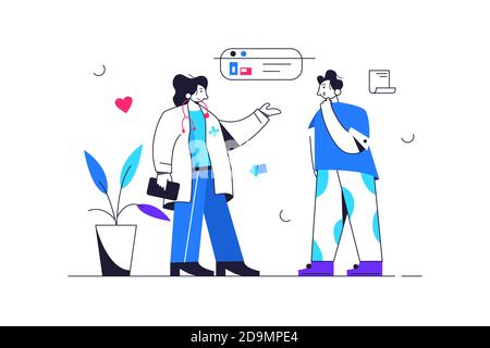 Concept, fille médecin traite un patient malade Illustration de Vecteur
