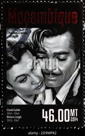 Clark Gable et Vivien Leigh sur le timbre-poste Banque D'Images