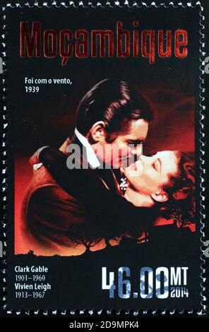Clark Gable et Vivien Leigh sur le timbre Banque D'Images