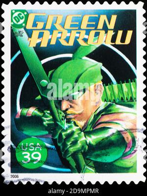 Couverture du magazine Green Arrow sur le timbre américain Banque D'Images