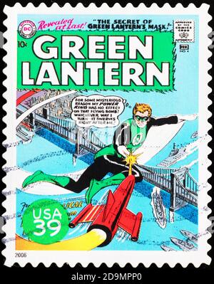 Couverture du magazine Green Lantern sur timbre américain Banque D'Images