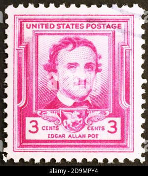 Edgar Allan PoE sur l'ancien timbre-poste américain Banque D'Images