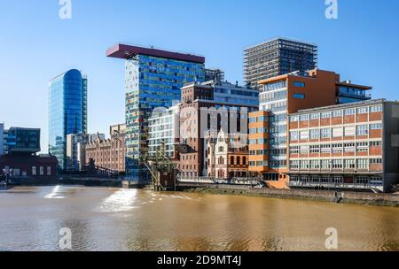 Medienhafen, Düsseldorf, Rhénanie-du-Nord-Westphalie, Allemagne Banque D'Images