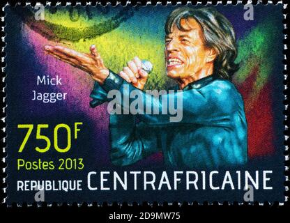 Mick Jagger lors d'un concert sur timbre-poste Banque D'Images