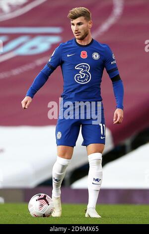 BURNLEY, ANGLETERRE. LE 31 OCTOBRE Timo Werner de Chelsea en action lors du match de la Premier League entre Burnley et Chelsea à Turf Moor, Burnley, le samedi 31 octobre 2020. (Crédit : Tim Markland | INFORMATIONS MI) Banque D'Images