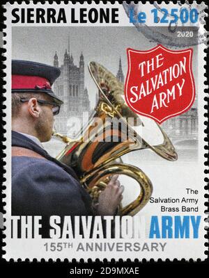 La bande en laiton de l'Armée du Salut sur le timbre-poste Banque D'Images