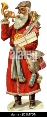 Santa Claus - illustration de la carte de vieux chrismas dans un style vintage Banque D'Images