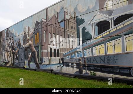 Fresque de la Pullman car Company au monument national américain Banque D'Images