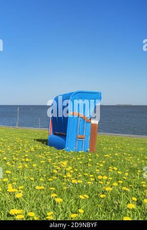 Plage au ferry de Hooger sur l'île de Pellworm, les îles de la Frise du Nord, le Schleswig-Holstein, le nord de l'Allemagne, l'Allemagne, l'Europe Banque D'Images