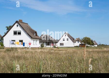 Maisons à Neuendorf, Hiddensee, Allemagne Banque D'Images