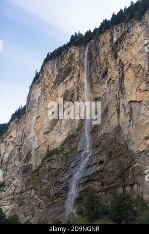 Suisse, canton de Berne, Oberland bernois, Lauterbrunnen, chutes Staubbach Banque D'Images