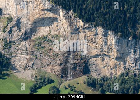 Suisse, canton de Berne, Oberland bernois, Lauterbrunnen, chutes Staubbach Banque D'Images