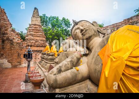 Statue de Bouddha au temple Wat Phutthawawan à Ayutthaya, Thaïlande Banque D'Images