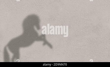 Ombre d'un cheval sur un mur blanc. Texture d'arrière-plan Banque D'Images