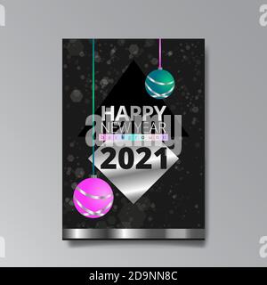 2021 bonne année de l'invation luxe tente, brillant glitch holographique design créatif, hipster jeunes fluo et couleurs de dégradé, réaliste arc-en-ciel Illustration de Vecteur