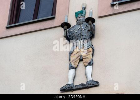 Allemagne, Saxe, Schneeberg, mineurs avec lampes à fosse, bougies, montagnes Ore Banque D'Images