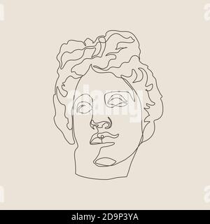 Une ligne Sculpture d'Apollo dans un style tendance minimaliste. Illustration vectorielle du Dieu grec pour des imprimés sur des t-shirts, des affiches, des cartes postales, des tatouages Illustration de Vecteur