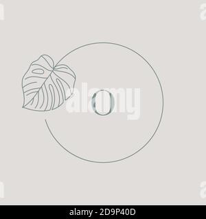 Monstera feuille Monogram conception dans le style simple linéaire minimal. Couronne de fleurs exotiques Vector avec feuilles tropicales pour la beauté, salon DE SPA, Créatif Illustration de Vecteur