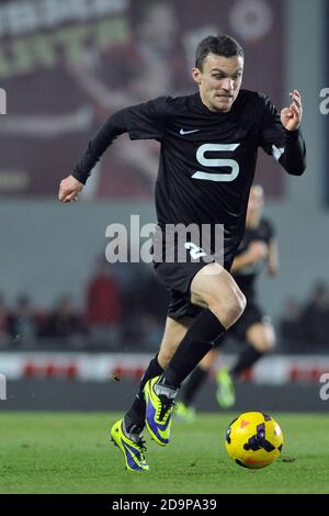 Prague, République tchèque. 23 novembre 2013. Gambrinus League, 15 rnd, AC Sparta Praha vs FK Mlada Boleslav, 4:1, 23 novembre 2013, Prague, République Tchèque. David Lavata de Sparta Praha pendant le match de football entre Sparta Praha vs Mlada Boleslav. Sparta fête son 120e anniversaire./PSPA/Slavek Ruta *** Légende locale Credit: Slavek Ruta/ZUMA Wire/Alamy Live News Banque D'Images