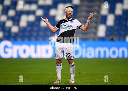 Reggio Emilia, Italie - 06 novembre 2020 : Tolgay Arslan d'Udinese Calcio réagit au cours de la série UN match de football entre US Sassuolo et Udinese Calcio. Le match s'est terminé par 0-0 ficelage. Credit: Nicolò Campo/Alay Live News Banque D'Images