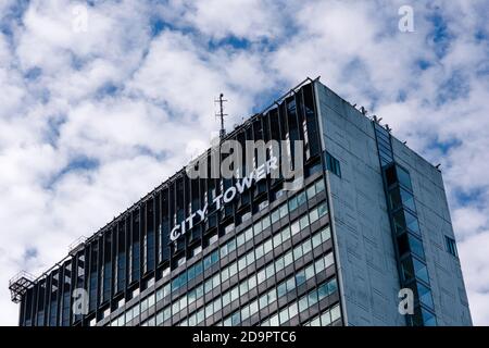 City Tower, Piccadilly Gardens, centre-ville de Manchester en Angleterre. Banque D'Images