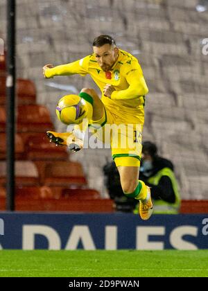 Aberdeen, Écosse, Royaume-Uni. 6 novembre 2020 Martin Boyle de Hibernian pendant le montage Aberdeen / Hibernian Scottish Premiership au stade Pittodrie Banque D'Images