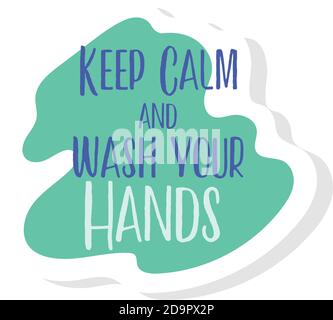 campagne de lettrage au lavage des mains avec illustration de vecteur keep calm conception Illustration de Vecteur