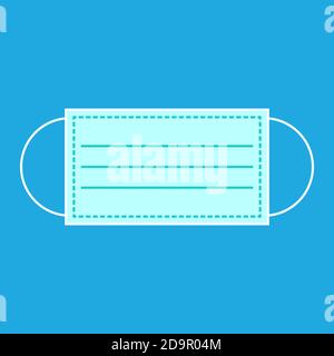 Masque respiratoire à usage unique. Masque médical de protection. Masque dentaire ou chirurgical. Icône de couleur sur fond bleu. Combattre le coronavirus Illustration de Vecteur