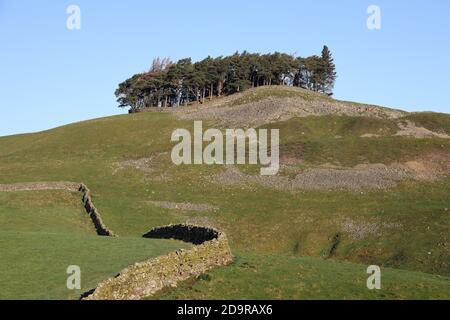 L'ancien Tumulus Hilltop de Kirkcarrion, Lunedale, Teesdale, comté de Durham, Royaume-Uni Banque D'Images