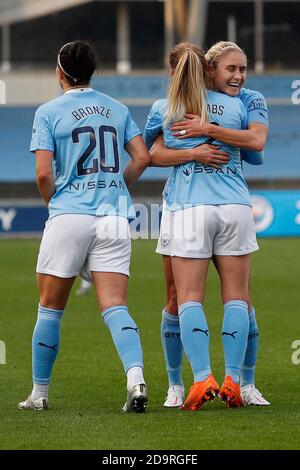 MANCHESTER, ANGLETERRE. LE 7 NOVEMBRE, Laura Coombs célèbre sa création en 2-1 lors du match Barclays FA Women's Super League entre Manchester City et Bristol City au stade Academy, Manchester, le samedi 7 novembre 2020. (Credit: Chris Donnelly | MI News) Credit: MI News & Sport /Alay Live News Banque D'Images